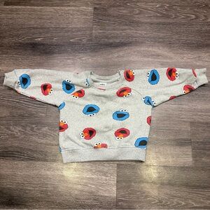 Sesame Street Sweatshirt Gray Baby 2T Elmo Cookie Monster All Over Print